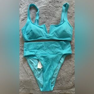 Aerie Textured blue bikini